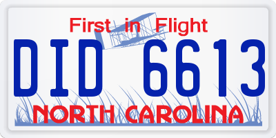 NC license plate DID6613