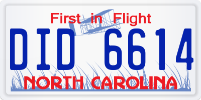 NC license plate DID6614