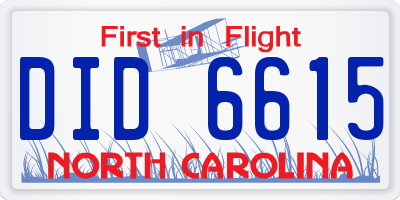 NC license plate DID6615