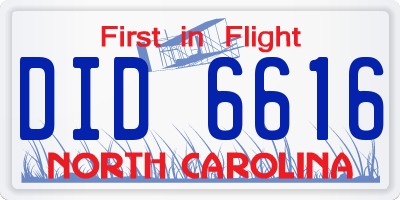 NC license plate DID6616