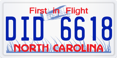 NC license plate DID6618