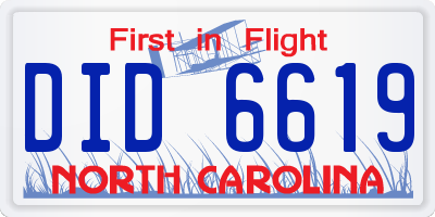 NC license plate DID6619
