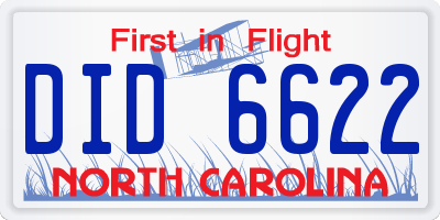 NC license plate DID6622