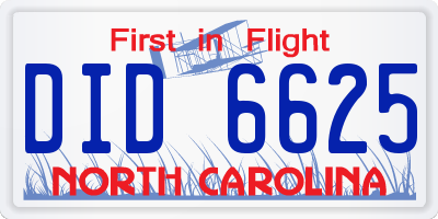 NC license plate DID6625