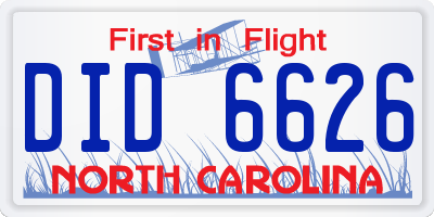 NC license plate DID6626