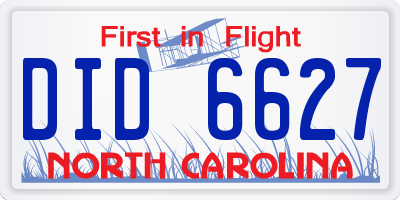 NC license plate DID6627