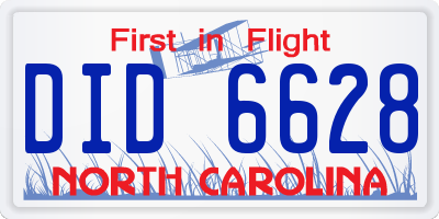NC license plate DID6628