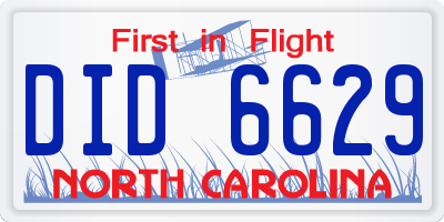 NC license plate DID6629