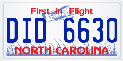 NC license plate DID6630
