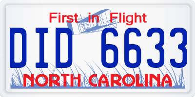 NC license plate DID6633