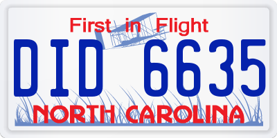 NC license plate DID6635