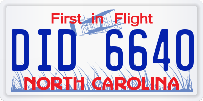 NC license plate DID6640