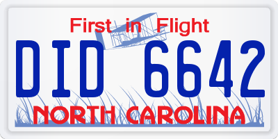 NC license plate DID6642