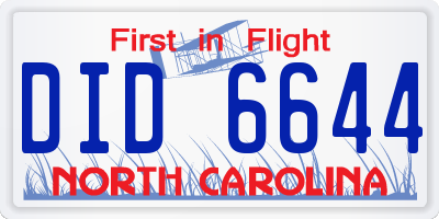 NC license plate DID6644