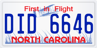 NC license plate DID6646