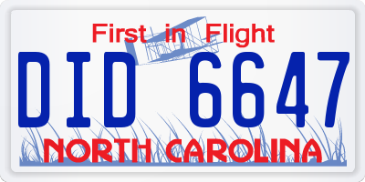NC license plate DID6647