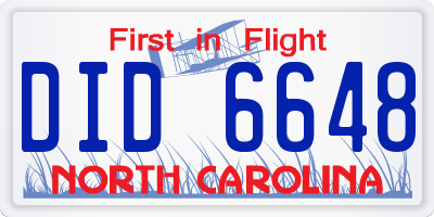 NC license plate DID6648
