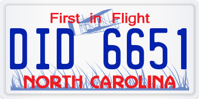 NC license plate DID6651