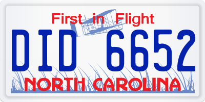 NC license plate DID6652