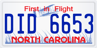 NC license plate DID6653