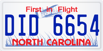 NC license plate DID6654