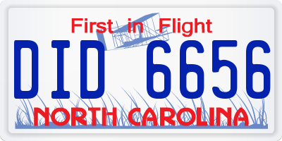 NC license plate DID6656
