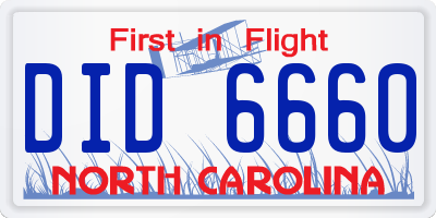 NC license plate DID6660
