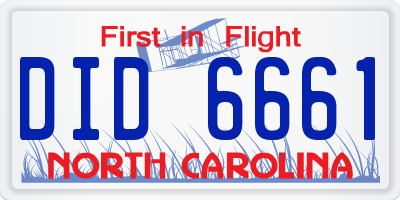 NC license plate DID6661