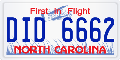 NC license plate DID6662
