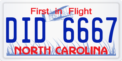 NC license plate DID6667