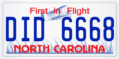 NC license plate DID6668