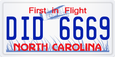 NC license plate DID6669