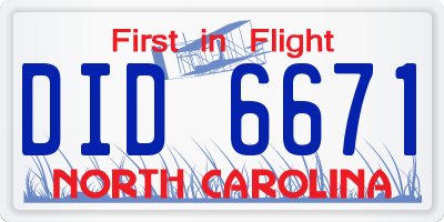 NC license plate DID6671