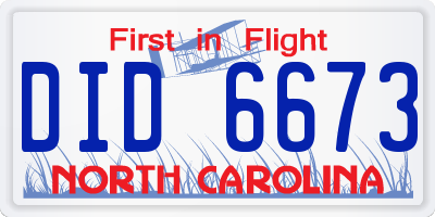 NC license plate DID6673