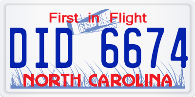 NC license plate DID6674