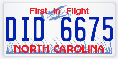 NC license plate DID6675