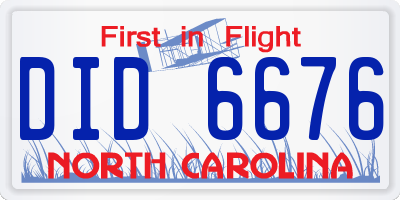 NC license plate DID6676