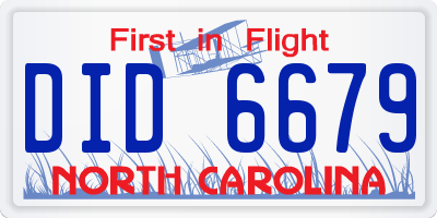 NC license plate DID6679