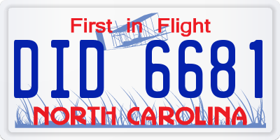 NC license plate DID6681