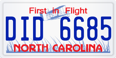 NC license plate DID6685