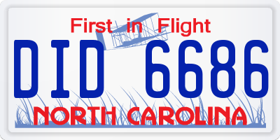 NC license plate DID6686
