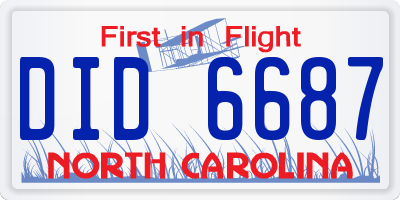 NC license plate DID6687