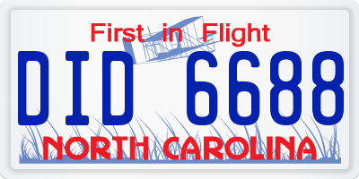 NC license plate DID6688