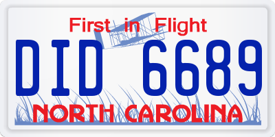 NC license plate DID6689