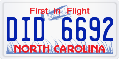 NC license plate DID6692