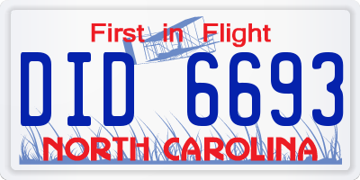 NC license plate DID6693
