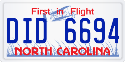 NC license plate DID6694
