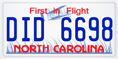 NC license plate DID6698