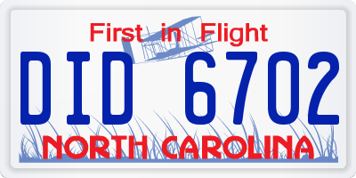 NC license plate DID6702