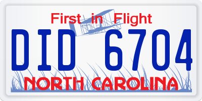 NC license plate DID6704
